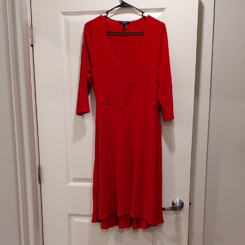 Torrid Red Long Sleeve Dress
